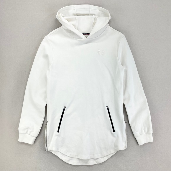 ASRV Other - ASRV Hoodie Mens Large White Longline Terry Pullover Gym Athletic Slim-Fit